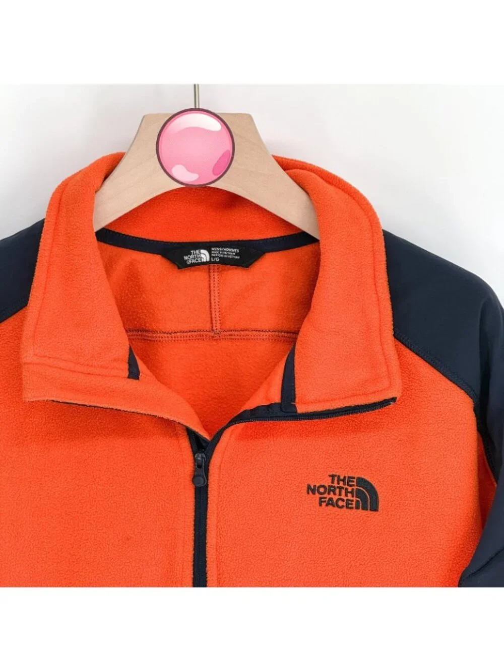 The North Face Sweater Mens Large Orange 1/4 Zip Fleece Pullover‎ Hiking Outdoor